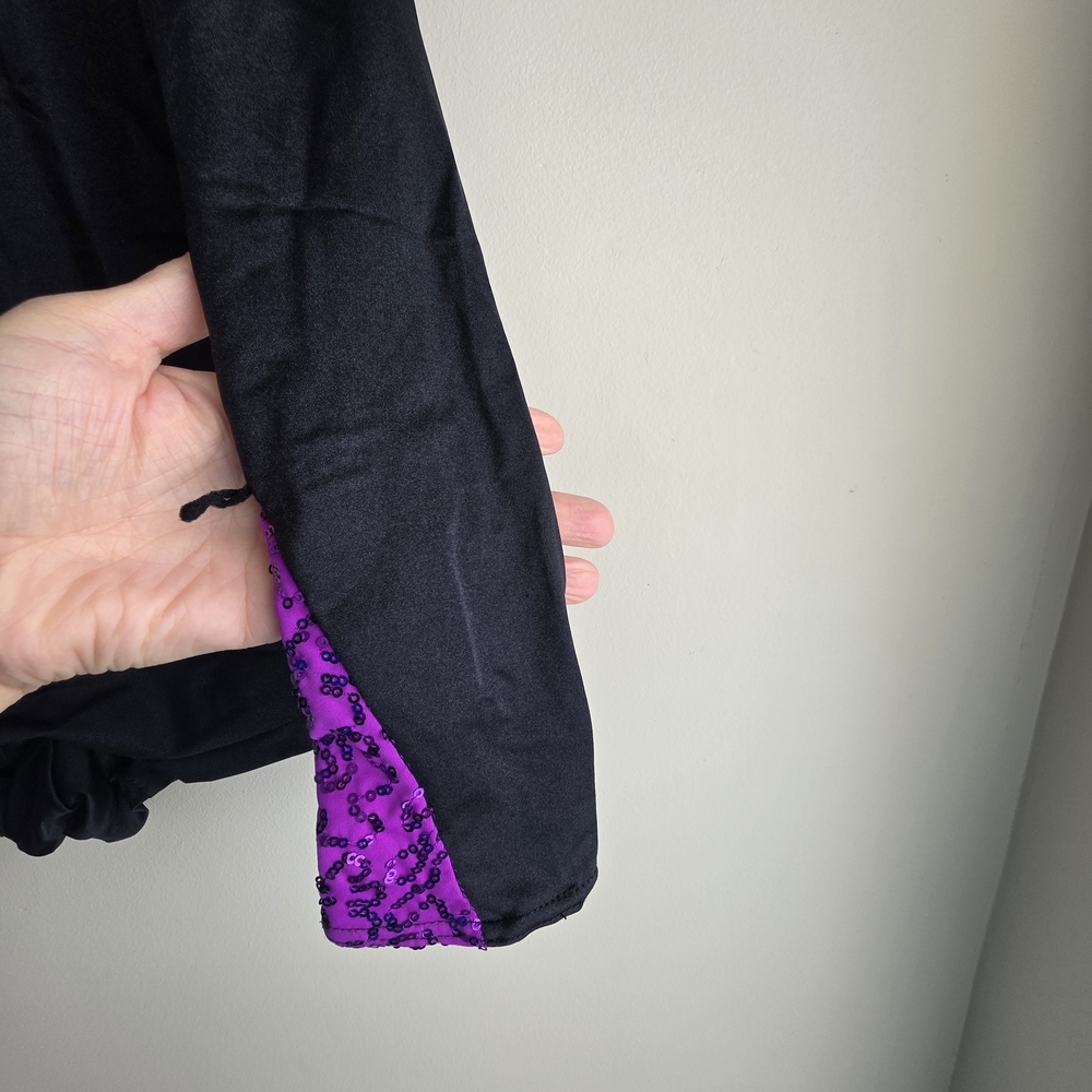 Weissman Black & Purple Sequin Lace Biketard Dance Costume - Size MC (10/12) - Picture 5 of 11